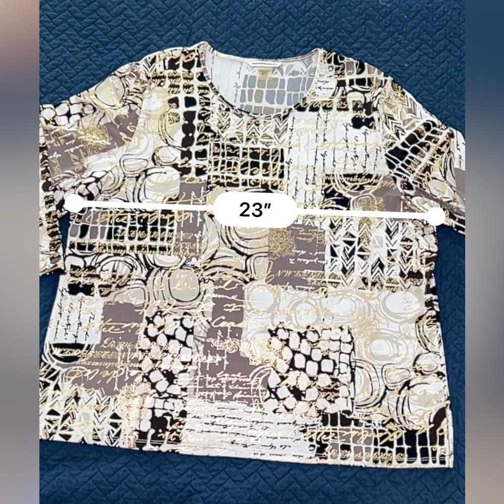 Allison Daley Print 3/4 Sleeve Crew Neck Knit Top NWOT Size XL - Picture 5 of 6
